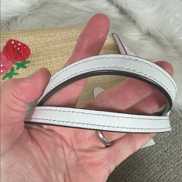 Kate Spade Tan Straw Tote with White and Pink Accents - Picture 11 of 17